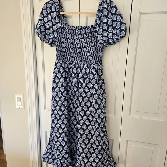 J Crew Blue Floral Smocked Dress S - Picture 1 of 5